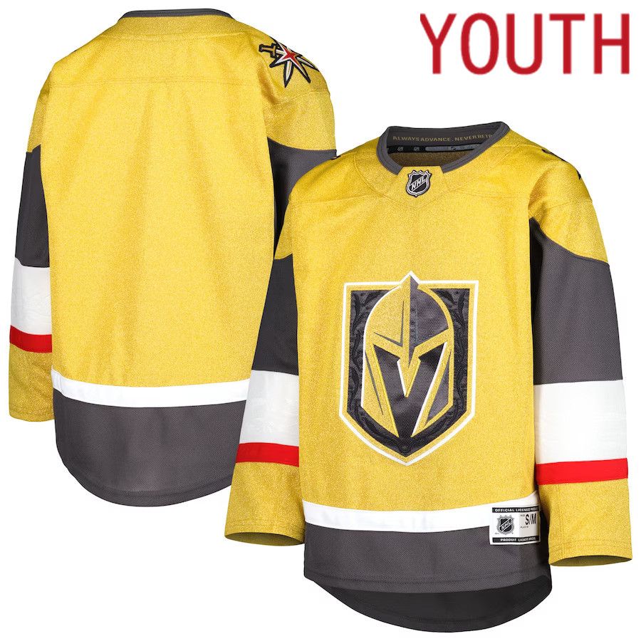Youth Vegas Golden Knights Gold Alternate Premier NHL Jersey->vancouver canucks->NHL Jersey